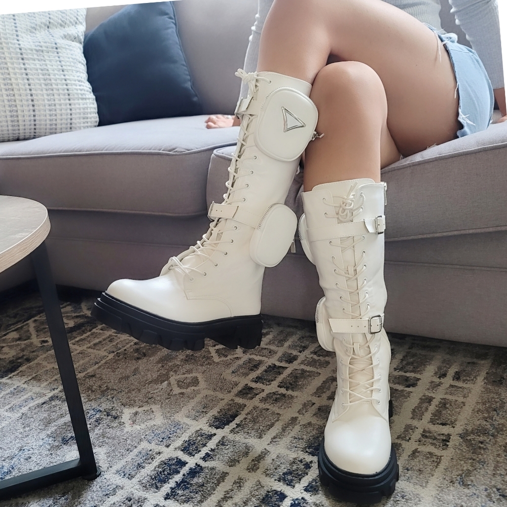 White combat boots - Picture 3 of 6